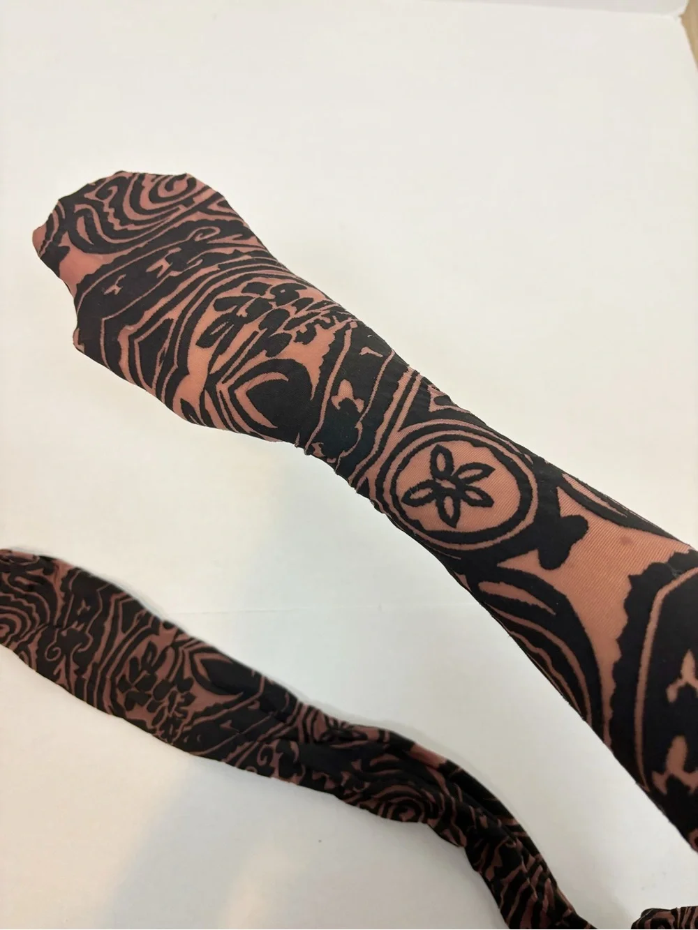 Wolford X Etro Body Tattoo Tights in Chocolate & Black Size S